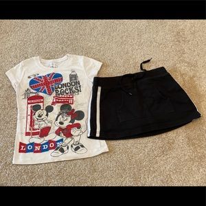 Girls XS Minnie & Mickey T-shirt & skirt / skort